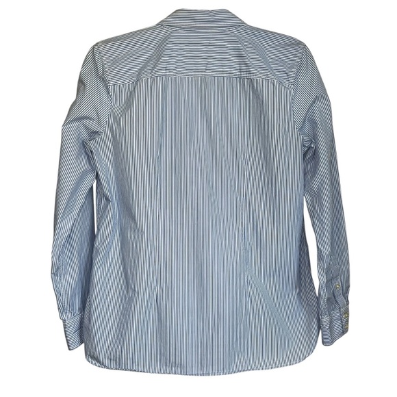 Talbots Embroidered 100% Cotton Button Down Ling Sleeve Blue & White Size Small - Picture 3 of 12